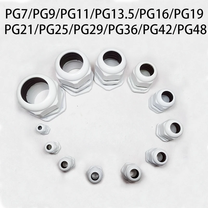

10pcs IP68 PG7 for 3-6.5mm PG9 PG11 PG13.5 PG16 PG19 PG 21 Wire Cable CE Waterproof Nylon Plastic Cable Gland Connector
