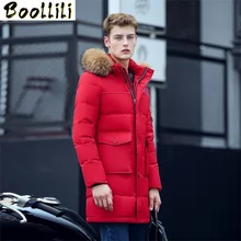 Пуховик Boollili мужской зимний длинная парка с капюшоном пуховик в