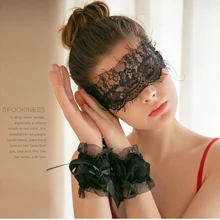 Сексуальное женское белье аксессуары черный сексуальный кружевной лук браслет и маска для глаз набор