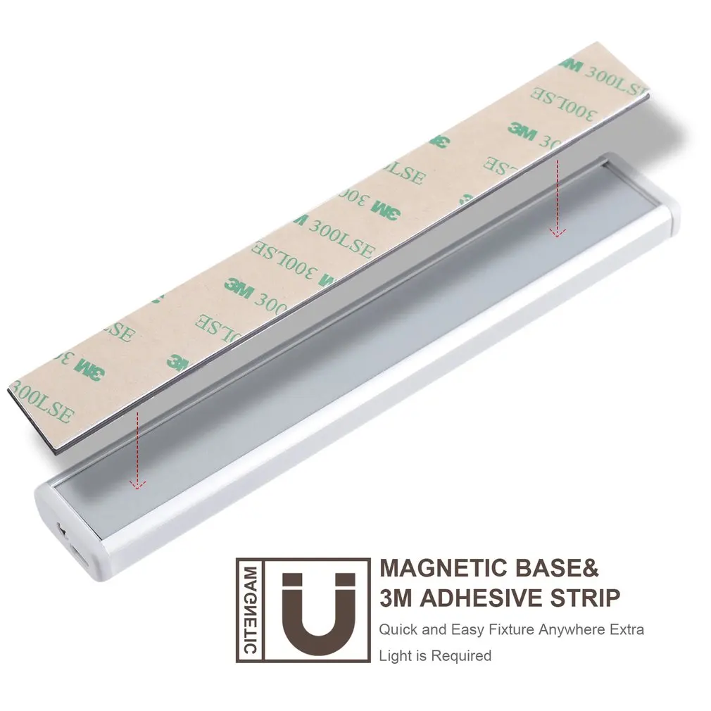 ICOCO Перезаряжаемые шкаф СВЕТОДИОДНЫЙ ночник восприятие движущихся объектов Портативный 10-светодиодный свет бар с магнитной полосой легкая Установка
