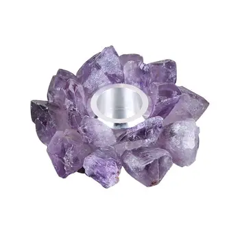 

Hot Sales Christmas candlestick Natural Cluster Crystal Tealight Candle Holder High Energy Geode with Healing & Calming Effect