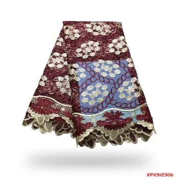 

African Lace Fabric 2019 French Cord Lace Fabric Embroidered Nigerian Tulle Lace Fabric With Stones For Wedding f191230