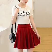 Летняя Повседневная Свободная юбка женская модная повседневная плиссированная однотонная квадратная танцевальная юбка с высокой талией