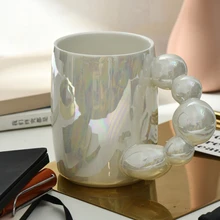 

Nordic INS Wind Gourd Handle Mug Dazzle Color Pearlescent Glazed Pottery Cup Coffee Drink Cup Small Fresh