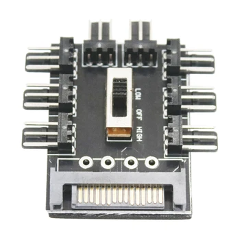 

Splitter Cooler Cooling Fan Hub Practical Multi-functional Durable PC SATA 1 to 8 3Pin 12V Power Socket PCB Adapter