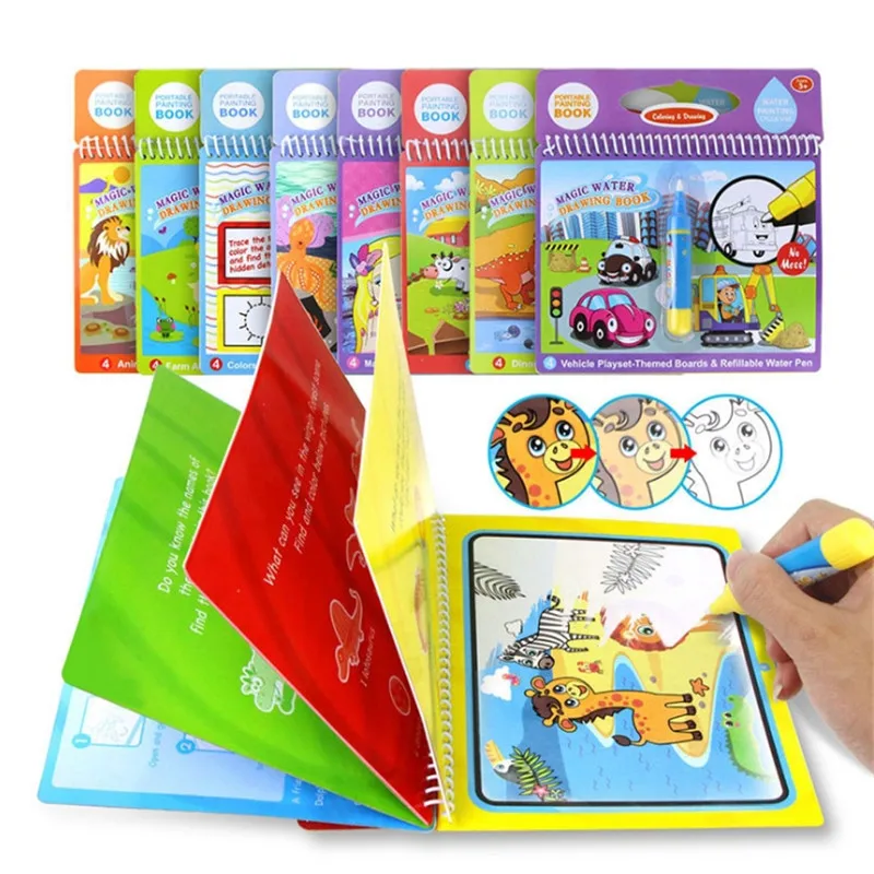 

New Magic Water Drawing Book Mat Coloring Book Doodle Magic Pen Kids Learning Painting Drawing Board For Kids Toy Birthday Gift
