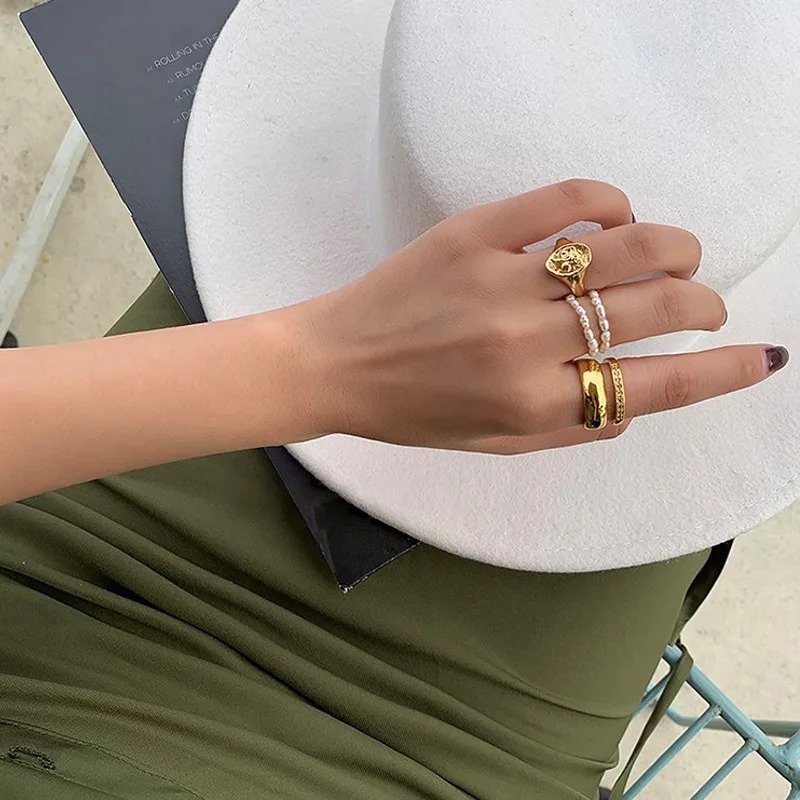 Beads Pearl Rings for Women Elastic Party Jewelry