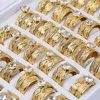 Wholesale 12Sets Cubic Zircon Stainless Steel Rings Men Women Wedding Jewelry FREE Shipping 2