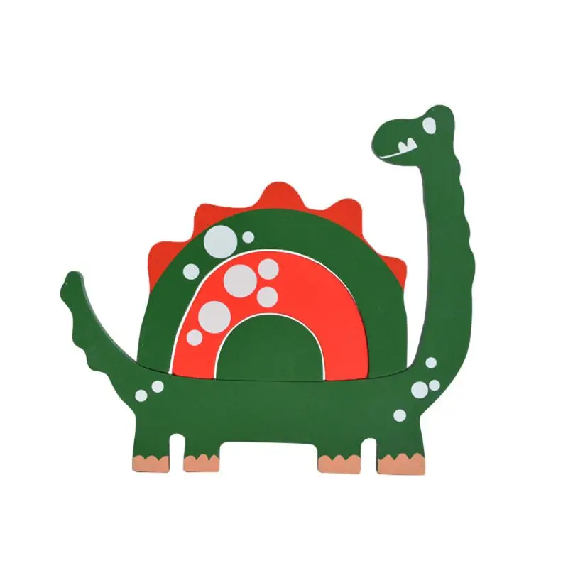 

Dinosaur Building Blocks 1 Set Children Wooden Jigsaw Puzzle Stacking Game Bricks Kids Creative Educational Toys Gifts