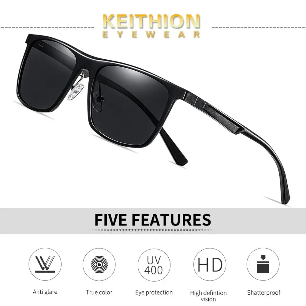 

KEITHION Brand Design Unisex Polarized Aluminum and Magnesium Sunglasses Vintage Sun Glasses For Men/Women