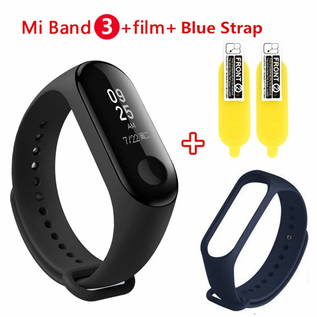 add dark blue strap Xiaomi mi band 3 фитнес-браслет трекер пульсометр mi band 3 Bluetooth 4,2 умный Браслет для Android IOS - Цвет: add dark blue strap