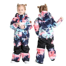 Цельные купальники для маленьких девочек водонепроницаемые лыжные куртки зимний костюм для детей лыжный костюм верхняя одежда для сноубординга