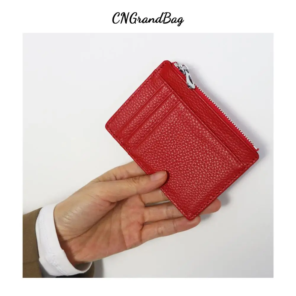 Pebbled Men Zipper Wallet leather wallet wallet card holder card holder coin purse credit card holder credit card wallet card wallet id card holder id card case wallet card bag For Genuine Leather ID Credit Card Holder Coin Purse Women's Card Bag