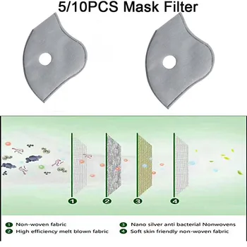 

Cycling Mask Gasket Face Mask Filter Activated Carbon Breathing Filters 5pcs Gray Mask Anti-dust Make Mask Reusable Mask Filters