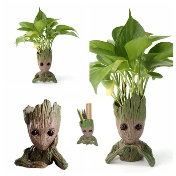 

Vinyl Baby Groot Flowerpot Tree Man Flower Pot Planter Action Figures Toy Cute Model Toy Pen Pot Christmas Gift Home Table Decor