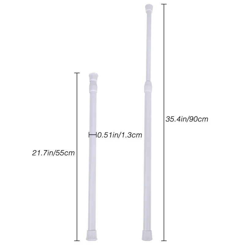 Shower Curtain Rods Quality Steel Multifunctional Adjustable Bathroom Voile Extendable Tension Telescopic Pole Rod Bedroom - Цвет: White 55-90