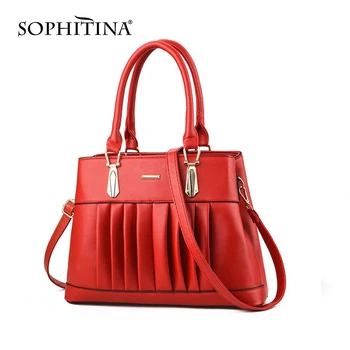

SOPHITINA Shoulder Bags Women Khaki Portable Internal Compartment High Capacity Generous Bags Fold Design Concise Handbags E74