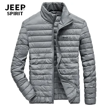 

JEEP SPIRIT Brand Lightweight Down Jacket Men Casual Solid Color Stand Collar Autumn Winter Down Coat Men Windbreaker Warm Coat
