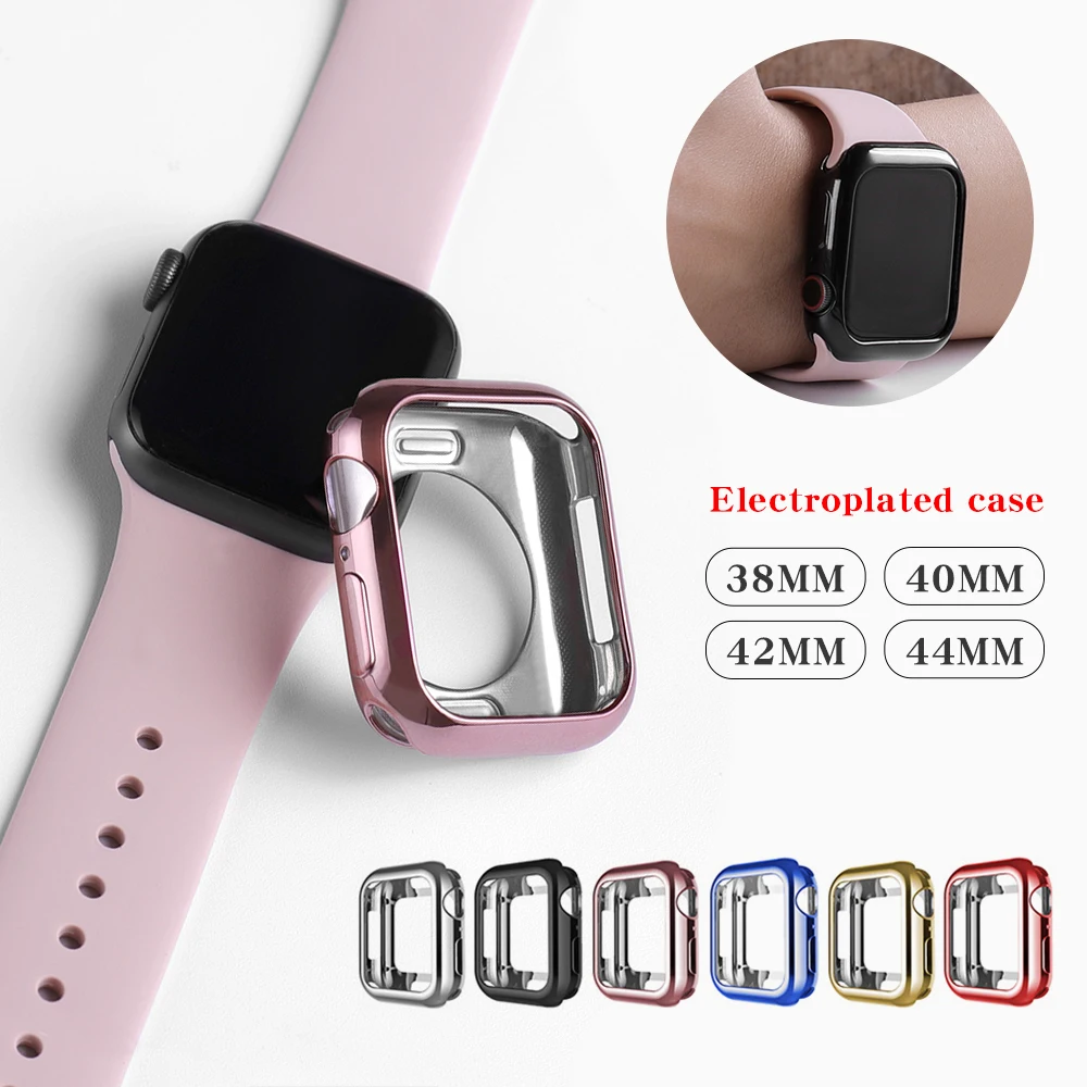 Funda de reloj ultrafina chapada para Apple Watch 6 SE 4 3 2 1 42MM 38MM TPU transparente suave, funda para iWatch 5 44MM 40MM