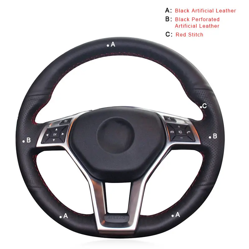 Artificial Leather Авто оплетка на руль для Mercedes Benz A-Class Sport 2013- CLA-Class 4MATIC c-класс спортивный 2013 автомобиль - Название цвета: Artificial Leather