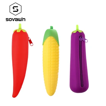 

Pencil Bag 1pcs Pencil Case For Boys Creative Vegetable Design Soft Silicone Pencil Case Cute Student Gift School Office Supplie