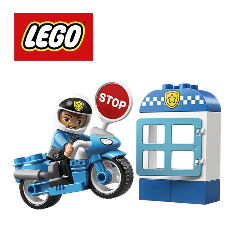 

2019 8pcs/set LEGO Duplo Town Police Bike Motorcycle 10900 Building Blocks DIY Educational Children Birthday Christmas Gifts