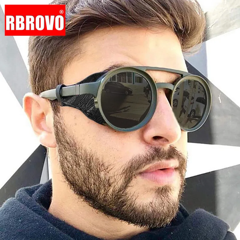 

RBROVO Punk Sunglasses Men 2019 Luxury Brand Sun Glasses for Men/Women Designer Vintage Sunglasses Men Punk Lunette Soleil Homme