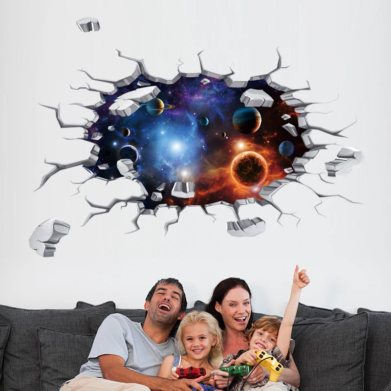 

[shijuekongjian] Outer Space 3D Ceiling Sticker PVC Material Universe Stars Wall Decals for Kids Room Baby Bedroom Decoration