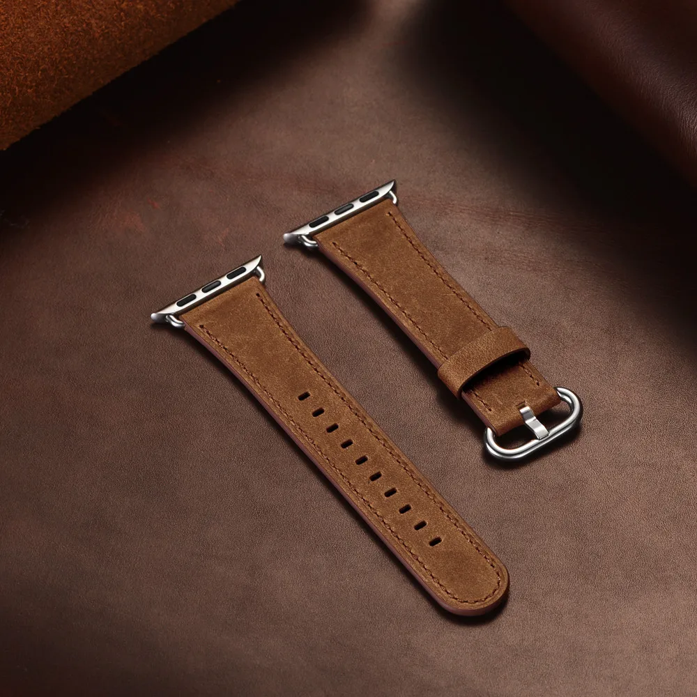 Ремешок для часов из натуральной кожи для Apple Watch 5, 4, ремешок, 40 мм, 44 мм, 38 мм, 42 мм, для женщин и мужчин, металлический ремешок с пряжкой, браслет для iwatch 1, 2, 3