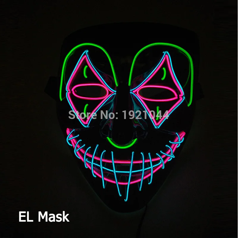 Новые стили, светящаяся маска EL Wire, Вечерние Маски, светодиодный неоновый светильник, неоновая маска на Хэллоуин-вечеринку, страшный Вечерние Маски для косплея