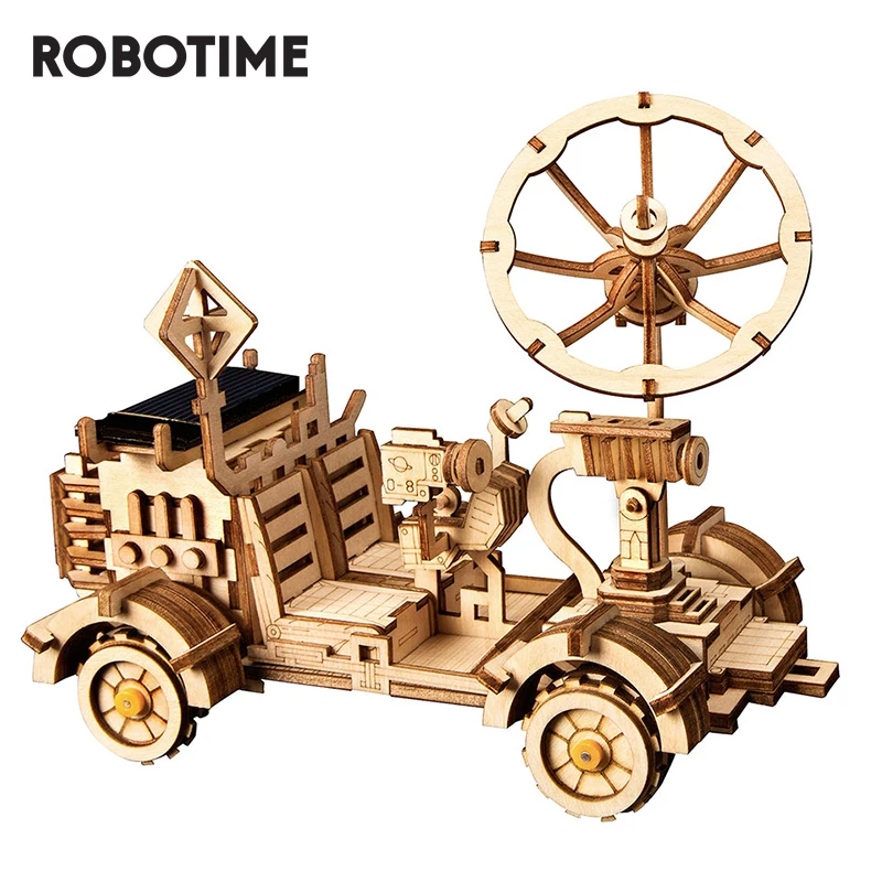 Robotime ROKR DIY Moon Buggy игрушки на солнечной энергии 3D деревянная головоломка Сборная