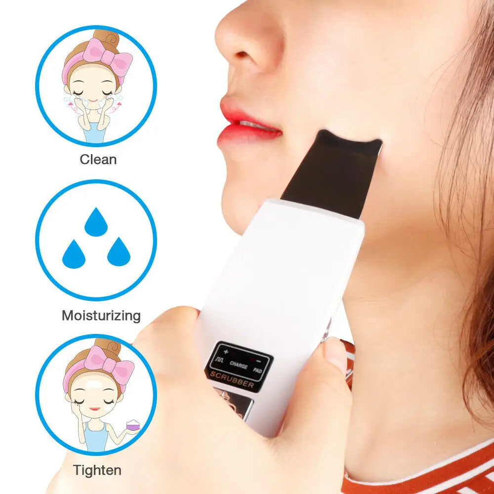 

Ultrasonic Face Cleaner Skin Scrubber Facial Deep Cleaning Machine Ultrasound Blackhead Removal Skin Lifting Peeling Beauty Care