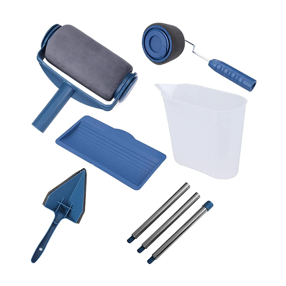 

Multifunctional Paint Roller Brush Kit Brush with 3 Paint Runner Telescopic Poles Handle Flocked Edger for Home Decoration