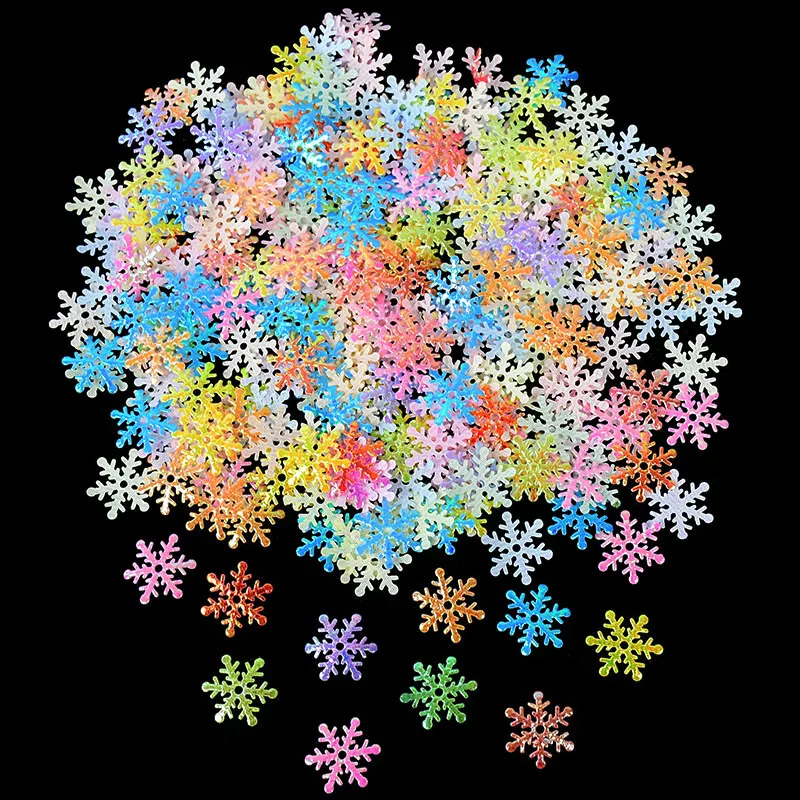 270pcs 2cm Gold Silver Snowflake Confetti Christmas Decoration for Home Artificial Snow Xmas New Year Party Decor Table Ornament