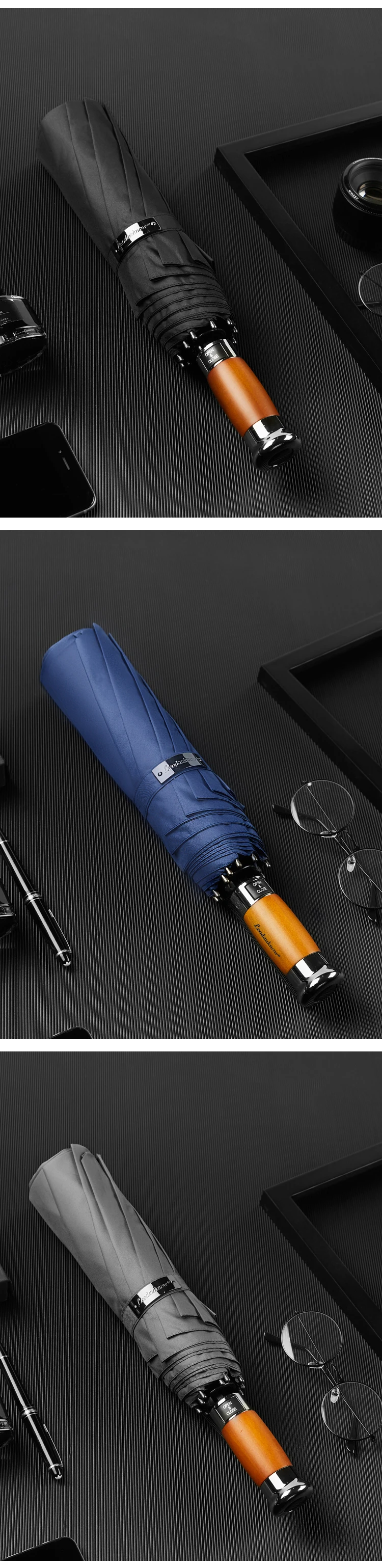 Настоящий бренд, большой автоматический зонт от дождя, 1,2 метров, деловые мужские складные зонты, ветрозащитные 10 K, мужской зонт с деревянной ручкой