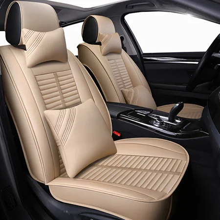 Beige Luxury Новые кожаные универсальные автомобильные чехлы для сидений Toyota auris c-hr gt86 harrier hilux mark 2 премио - Название цвета: Beige Luxury