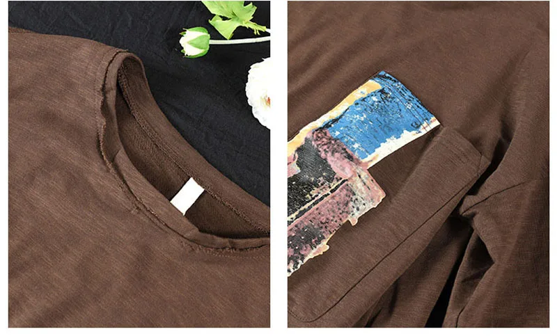 QPFJQD весенне-осенние винтажные женские комплекты Повседневный свободный хлопковый лоскутный пуловер Топы Комплект из двух предметов футболка с длинными штанами-Шароварами