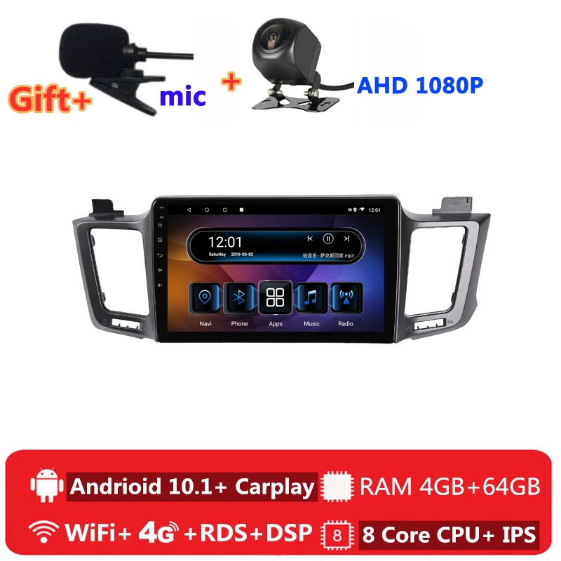 2 din 8 ядер android 10 автомобильное радио авто стерео для Toyota RAV4 4 XA40 5 XA50 2012 13 2018