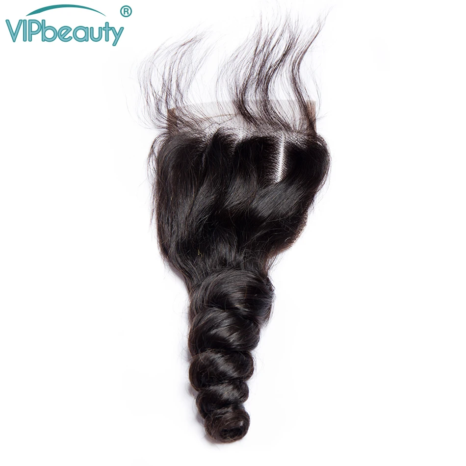 

Vipbeauty Loose Wave 4x4 Lace Closure Swiss Lace Closure With Baby Hair 8-20 inch Natural Color Brazilian Remy Hair