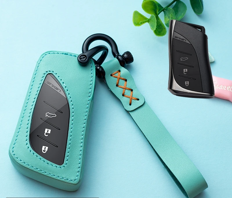 B key green Автомобильный кожаный Футляр для ключей Geunine, бумажник для Lexus UX260 ES300h ES350 ES200 LS350 ES RS GS IS LX серии NX, аксессуары - Название цвета: B key green