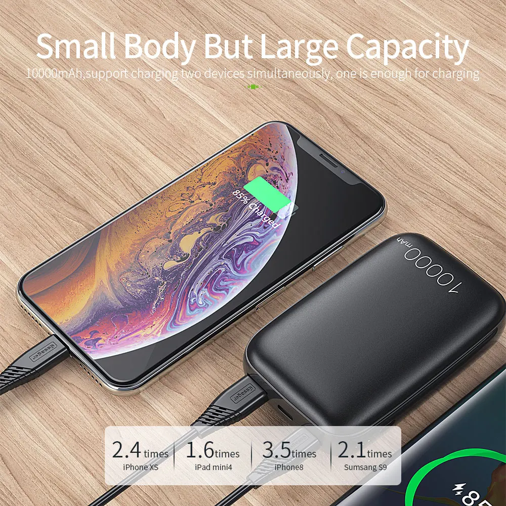 Essager 10000 мАч mi ni power Bank 10000 Быстрая зарядка 3,0 маленький внешний аккумулятор для Xiaomi mi USB C PD портативное Внешнее зарядное устройство
