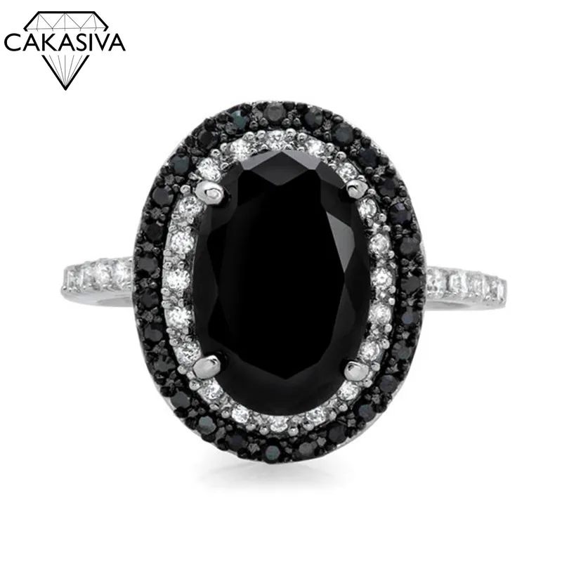 

Inlaid Black Zircon Ring Engagement Ring for Women Gemstone Ring Black Diamond Ring
