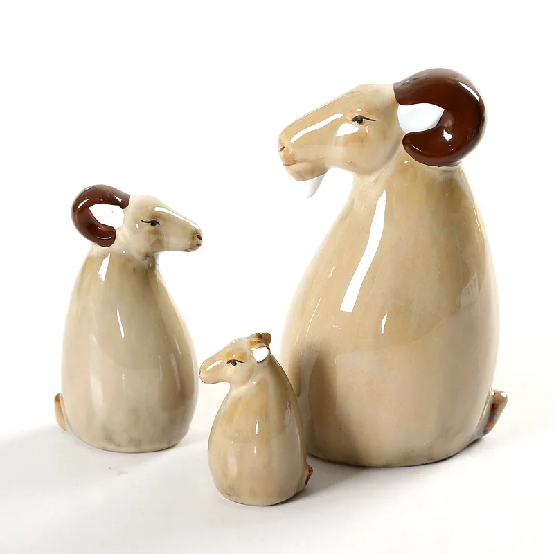 

3pcs/set Modern Goat Ceramic Animal Figurines Home Decoration Accessories Vintage Art Crafts Accessories Household Decorations