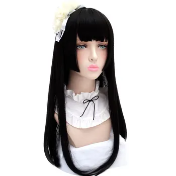 

SHANGKE Synthetic Wig Lolita Hair Long Straight Cosplay Wigs For Women Halloween Black Pink Wig Heat Resistant Fiber