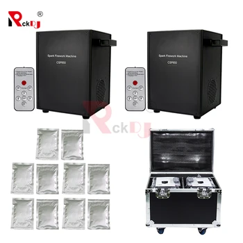 

2pcs with Flightcase and 10 bags powder Mini Spark Machine 650W DMX Remote Control Wedding Party Special Cold Spark Machine