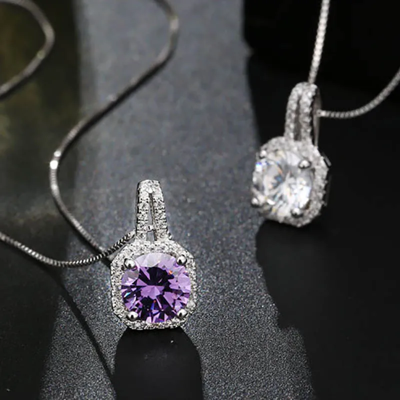 Bague Ringen тонкое ожерелье с геометрическим кристаллом для женщин, модное серебряное 925 ювелирное изделие, 4 цвета, подвеска с драгоценным камнем, подарок на свадьбу