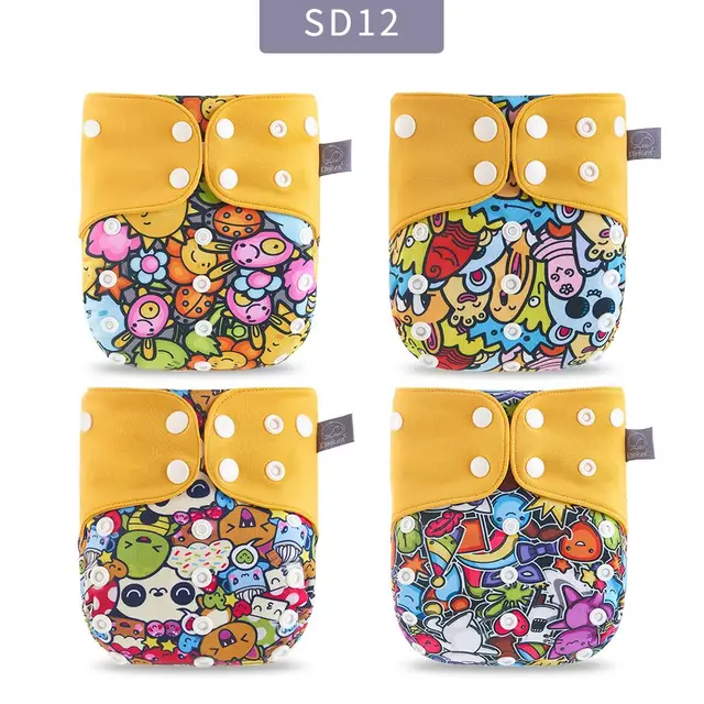 Elinfant Panties Baby Diapers Reusable Nappies 4 Pcs/Set New Fashion Style Mother Kids Waterproof  Pocket Diaper All In One Size SD12-only diaper