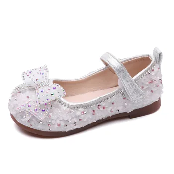 

CAPSELLA KIDS Girls Sequins Princess Shoes Children Spring Autumn Non-slip Glitter Rhinestone Flat Casual Shoes Size 21-30