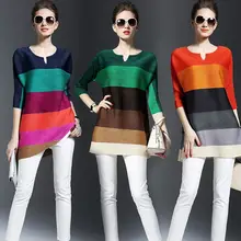 Весенняя одежда, стиль, женское платье, модное, свободное, плюс размер, в полоску, плиссированное, Issey Miyake платье