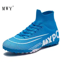 MWY botas de fútbol altas para hombres zapatillas deportivas profesionales zapatillas de fútbol para niños al aire libre botas Chuteira Futebol(China)